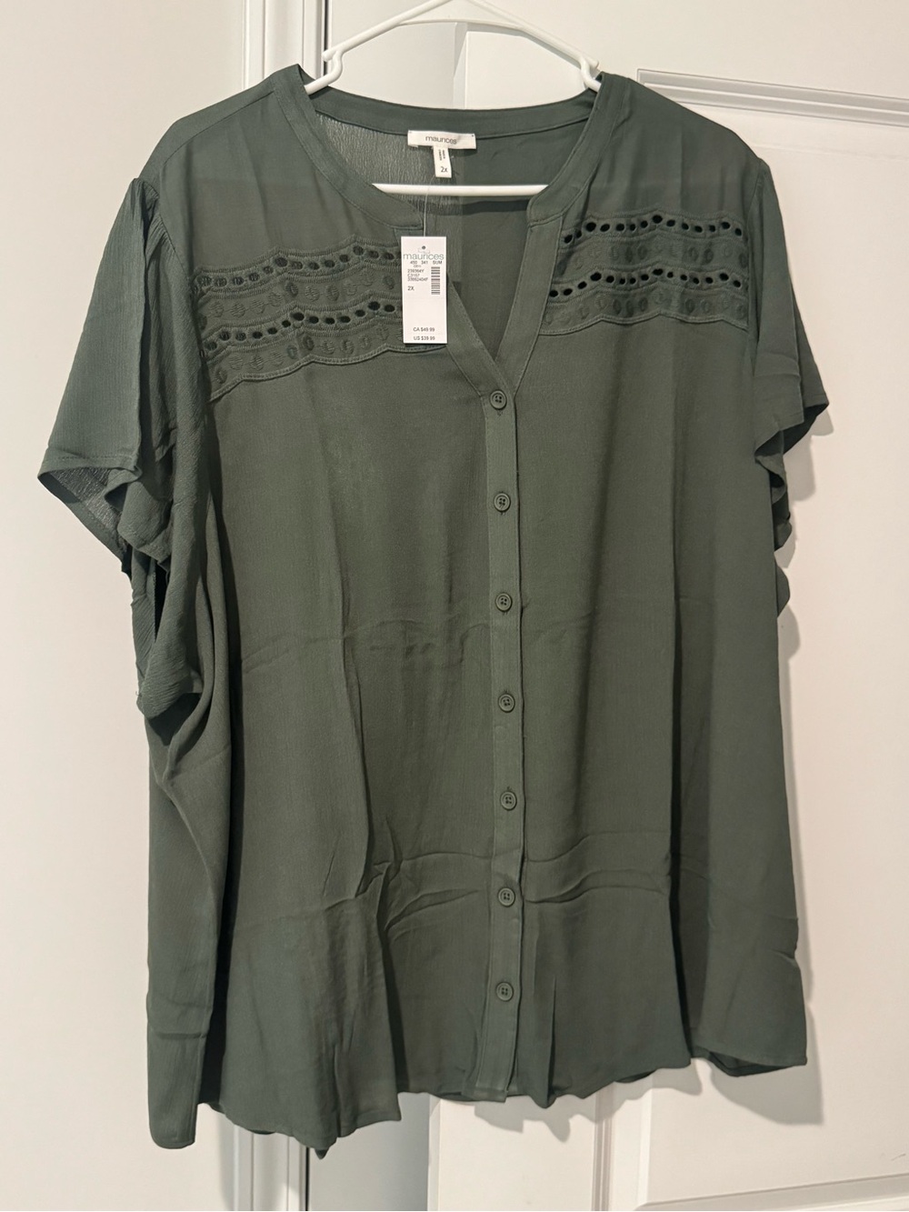 Maurices Olive Green Button-Front Women's Blouse